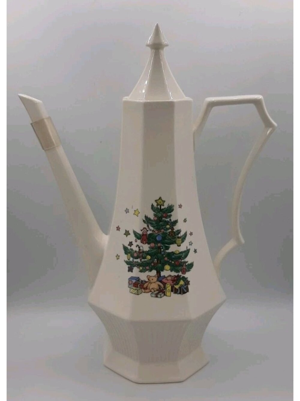 Vintage Nikko Christmastime Coffee Pot Octagonal Shape Festive Holiday Dishes